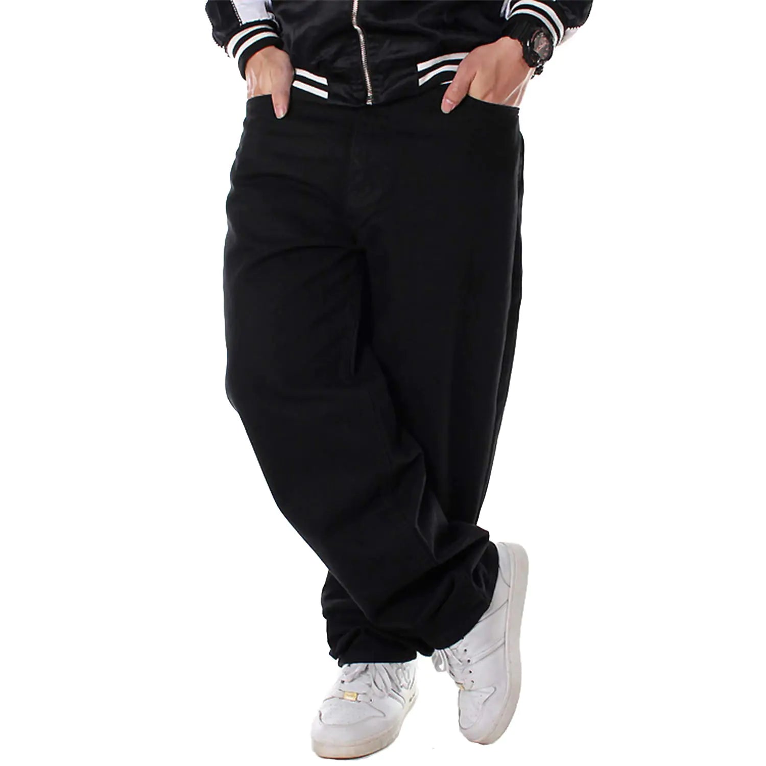 EnllerviiD Mens Loose Fit Baggy Jeans Relaxed Y2k Hip Hop Denim Jeans Dance Skater Skateboard Pants Black 109-36